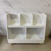 Kids Bookshelf and Toy Organizer, 5 Cubbies Wooden Open Bookcase, 2-Tier Baby Storage Display Organizer with Legs, Free Standing for Playing Room