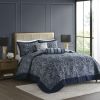 5 Piece Jacquard Bedspread Set with Throw Pillows Navy Queen