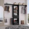 Closet System, One Drawer, Three Metal Rods, Five Open Shelves, Black
