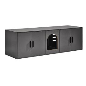 Cat Litter Box Enclosure for 2 Cats, Litter Box Furniture Hidden with Double Rooms, Wooden Cat Box Cabinet Fit Most of Litter Box