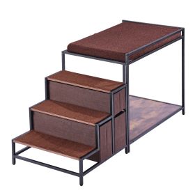 Pet Bunk Bed with Stairs, Dog/Cat Window Perch with Storage, Multi-Level Bed Window Perch Dog Bedside Sleeper Couch