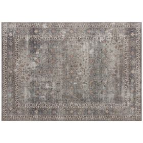 Machine Washable Area Rug 8x10, Non-Slip Traditional Floor Cover Foldable Carpet for Living Room, Dark Mixed-Brown