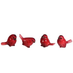 4-PC 5.25"H Red Bird Figurine Home Decor Gift