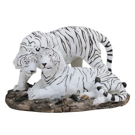 11"W White Tiger Couple Figurine Home Decor Gift