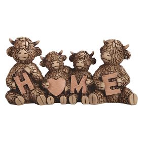 9"W Highland Cow Family Figurine Home Decor Gift