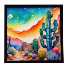 Cactus in Color Framed Metal Print Bathroom, Kitchen, Office, Home Decor Wall Art Ready to Hang, Square, 8X8