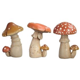 3-PC Set 4.25"H Mushroom Set Figurine Home Decor Gift