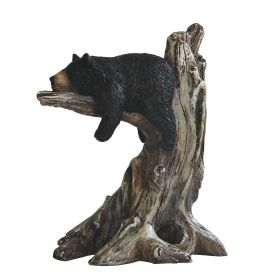 9"H Black Bear Sleeping in Tree Figurine Home Decor Gift