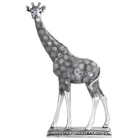 13"H Giraffe Figurine in Silver Finish Home Decor Gift