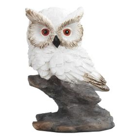 4.5"H White Owl Sitting on Rock Figurine Home Decor Gift