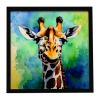 Giraffe Framed Metal Print Bathroom, Kitchen, Office, Home Decor Wall Art Ready to Hang, Square, 8X8