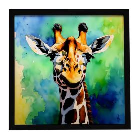 Giraffe Framed Metal Print Bathroom, Kitchen, Office, Home Decor Wall Art Ready to Hang, Square, 8X8
