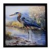 Blue Heron Framed Metal Print Bathroom, Kitchen, Office, Home Decor Wall Art Ready to Hang, Square, 8X8