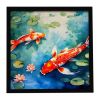 Koi Fish Framed Metal Print Bathroom, Kitchen, Office, Home Decor Wall Art Ready to Hang, Square, 8X8