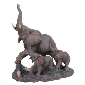 9"H Elephant Family Playing Together Figurine with Trunk Up Home Decor Gift
