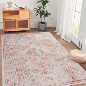 LOOM & LUXE 8x10 Area Rugs for Bedroom, Washable Rug, Low-Pile, Non-Slip, Non-Shedding, Foldable, Kid & Pet Friendly - Area Rugs for living room