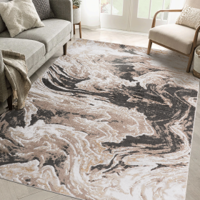 LOOM & LUXE Collection 5X7 L.Brown /Abstract Non-Shedding Living Room Bedroom Dining Home Office Stylish and Stain Resistant Area Rug