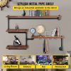 Pipe Shelving, Industrial Floating Shelves with 4-Tier Solid Wood Planks, Modern Rustic Floating Shelves Wall Mounted