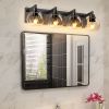 Industrial Bathroom Vanity Light,4-Light Bathroom Lights Over Mirror with Clear Glass Globe Shade and Metal Base