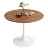 Round Tulip Dining Table for 4 People, 39.4"39.4"29.5" Melamine Laminated MDF Tabletop with Metal Pedestal Base