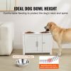 Pet Feeding Station with 2 Stainless Steel Bowls, Elevated Dog Bowls with Storage, Dog Food Storage and Feeder Station with Storage Cabinet