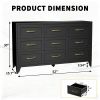 9 Drawer Dresser for Bedroom, Metal Profile Chest of Drawers, Black Bedroom Dresser with Storage Drawers for Closet, Hallway, Entryway