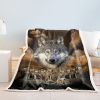 1pc Wolf Pack Throw Blanket, Wildlife Gray Wolf Print Flannel Blanket, Soft Cozy Warm Wolf Family Blanket for Couch Bed Sofa