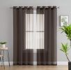 2 Piece Semi Sheer Voile Window Drapery Curtain Grommet Panels for Bedroom & Living Room (54" W x 84" L, Chocolate Brown)