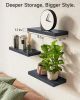 Wall Mounted Rustic Wood Shelves for Bathroom, Bedroom, Living Room, Kitchen, Hanging Shelf for Books/Storage/Room Decor with 22lbs Capacity (Black