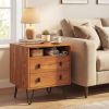 Mid Century Modern 2-Drawer Nightstand with Storage Compartment
