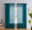 2 Piece Semi Sheer Voile Light Filtering Window Curtain Grommet Panels for Bedroom, Living Room & Dining Room - Grey Teal Blue - 54 W x 84 inch Long