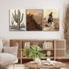 Western Cowboy Wall Art Set of 3, Vintage Southwestern Wall Decor Painting