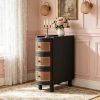 3-Drawer NightStand Wood End Table with Rattan Drawers Side Table for Living Room Bedroom Rustic Style Furniture