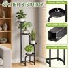 Tall Plant Stand Indoor Outdoor, 4 Tier Metal Plant Shelf with Round Trays