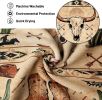 Western Aztec Shower Curtain Bull Skull Cowboy Cactus Vintage Country Bathroom Decor, Waterproof Cloth Fabric with Hooks 70" W x 72" L