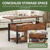 Coffee Table with Storage, Lift-Top Wooden Center Table for Home & Office, Rustic Brown