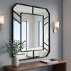 30"x40" Bathroom Mirror Geometric Style Wall-Mounted Decorative Vanity Mirror, Black