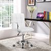 Modern Adjustable Faux Leather Swivel Office Chair with Wheels, White