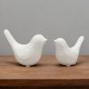 Set of 2 Small Ceramic Birds Statue, Home Modern Style Animal Sculptures, Decorative Figurine Ornaments for Office Desktop, Bookshelf, Coffee Table