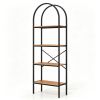 4Tier Arched Freestanding Bookshelf, Industrial Metal Frame Display Storage Rack with AntiTip Kits & Adjustable Foot Pads