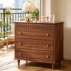 Oversized Nightstand with 3 Drawers 31.5 Inch Bedside Table with Mental Handles for Bedroom Storage Furniture