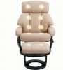 Beige Massage Recliner Chair with Ottoman 360° Swivel Recliner And Footstool 10-Point Vibration for Home Comfort