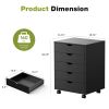 5 Drawer Storage Cabinet with Wheels for Bedroom, Home, Office Organization, Black