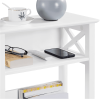 3 Tier Modern End Table with Storage Shelf, White