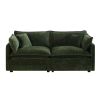 Modern Fabric Loveseat Sofa Couch for Living Room, Upholstered Large Size Deep Seat 2-Seat Sofa with 4 Pillows ,Green Chenille