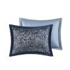 5 Piece Jacquard Bedspread Set with Throw Pillows Navy King