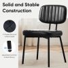 Dining Chairs Set of 2, Mid Century Modern Kitchen Chairs with Faux Leather for Kitchen, Living Room, Black