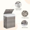 Laundry Hamper, No Installation Required, with Removable Liner, 90 Liter Hand-Woven Synthetic Rattan Laundry Hamper with Lid and Handle, Collapsible