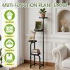 Tall Plant Stand Indoor Outdoor, 4 Tier Metal Plant Shelf with Round Trays
