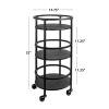 32" 3-Tier Rolling Round Kitchen Storage Bar Cart, Black